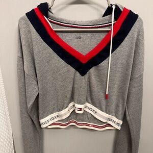 Tommy Hilfiger Gray and Navy Women's Hoodie